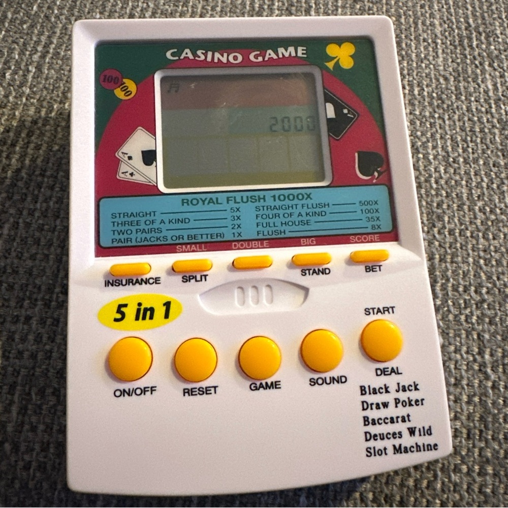 VINTAGE Casino 5 IN 1 Travel Hand-Held Pocket  Multi-Game TESTED Card Game